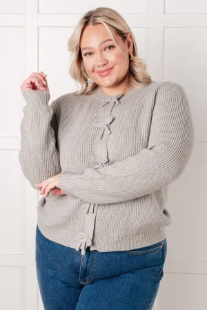 Ida Bow Front Cardigan - High-Stretch Sweater Knit, Snap Closure