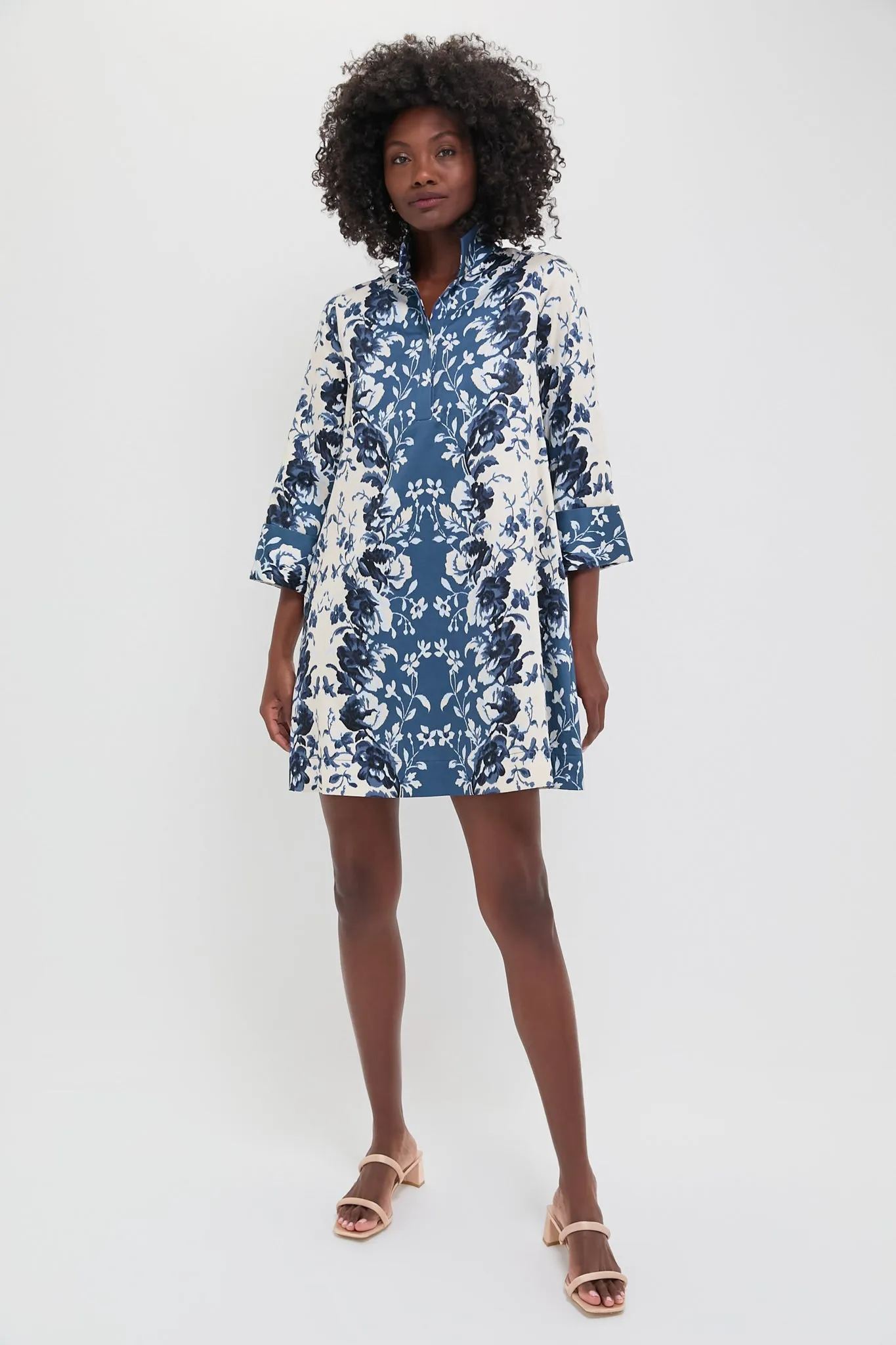 Indigo Reflection Stretch Cotton Megan Dress