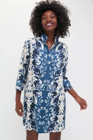 Indigo Reflection Stretch Cotton Megan Dress