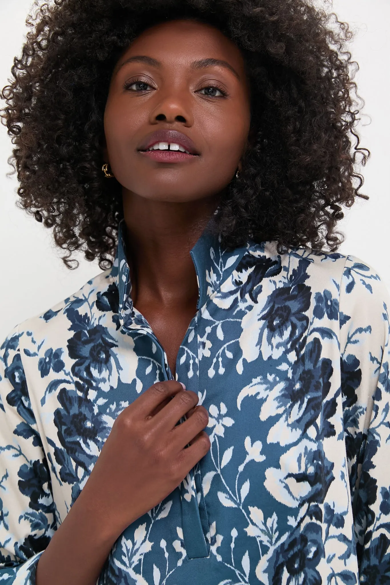 Indigo Reflection Stretch Cotton Megan Dress