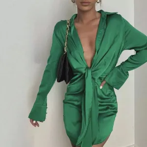Intense green Anna satin dress
