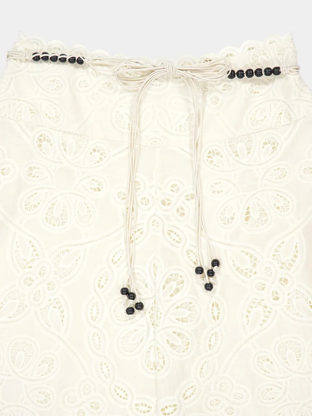 Ivory Rhiannon Embroidered Midi Skirt