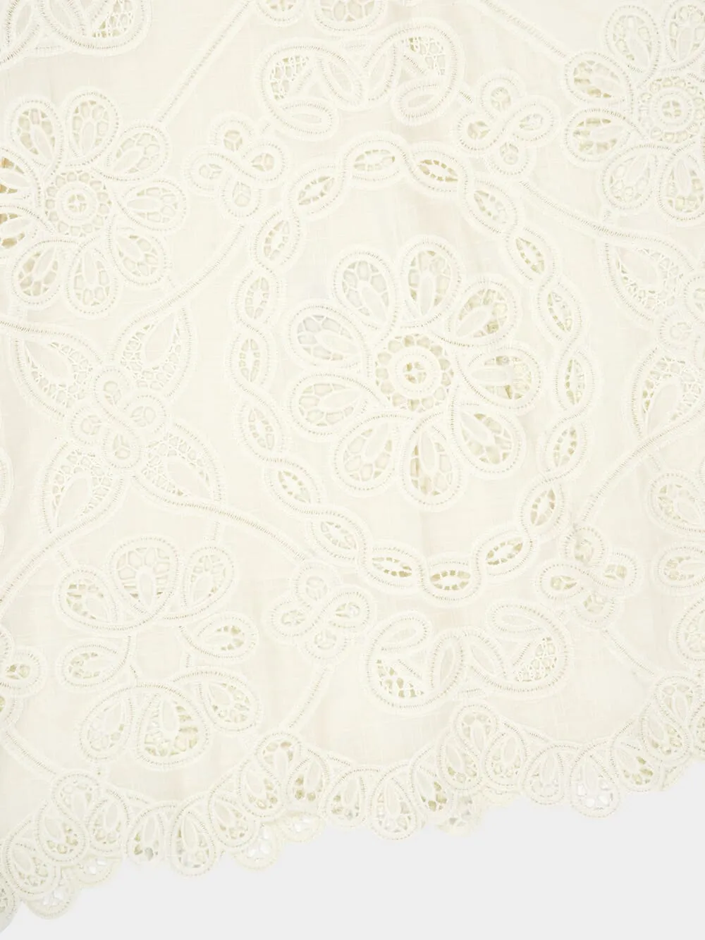 Ivory Rhiannon Embroidered Midi Skirt