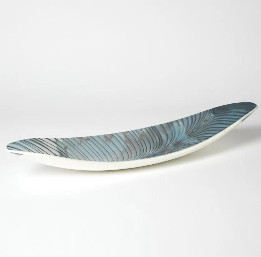 Ivory Turquoise Feather Swirl Murano Glass Collection - Global Views