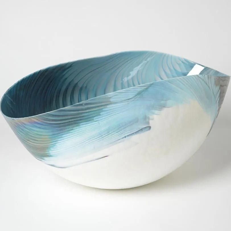Ivory Turquoise Feather Swirl Murano Glass Collection - Global Views