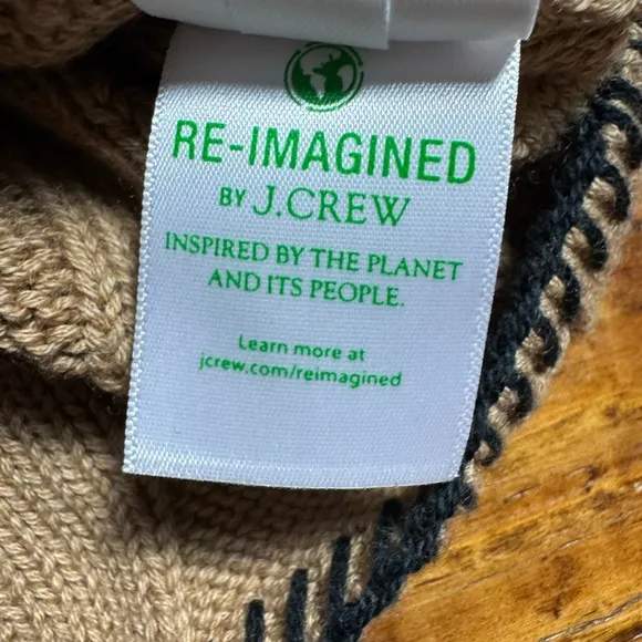 J. Crew Women’s Cable Knit Mock Neck Cotton Cashmere Cropped Boxy Sweater Tan S