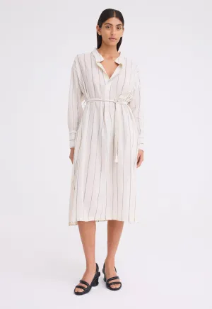 Jac and Jack Shakespeare Dress in Wide Fine Stripe Natural and Black