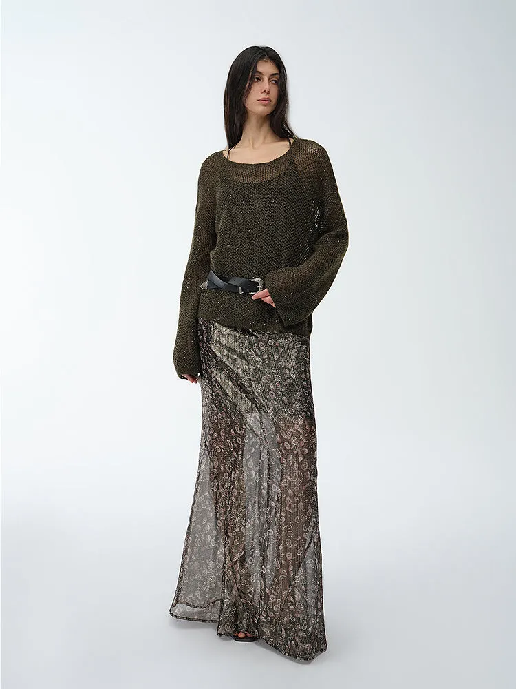Jacquard Silk Skirt
