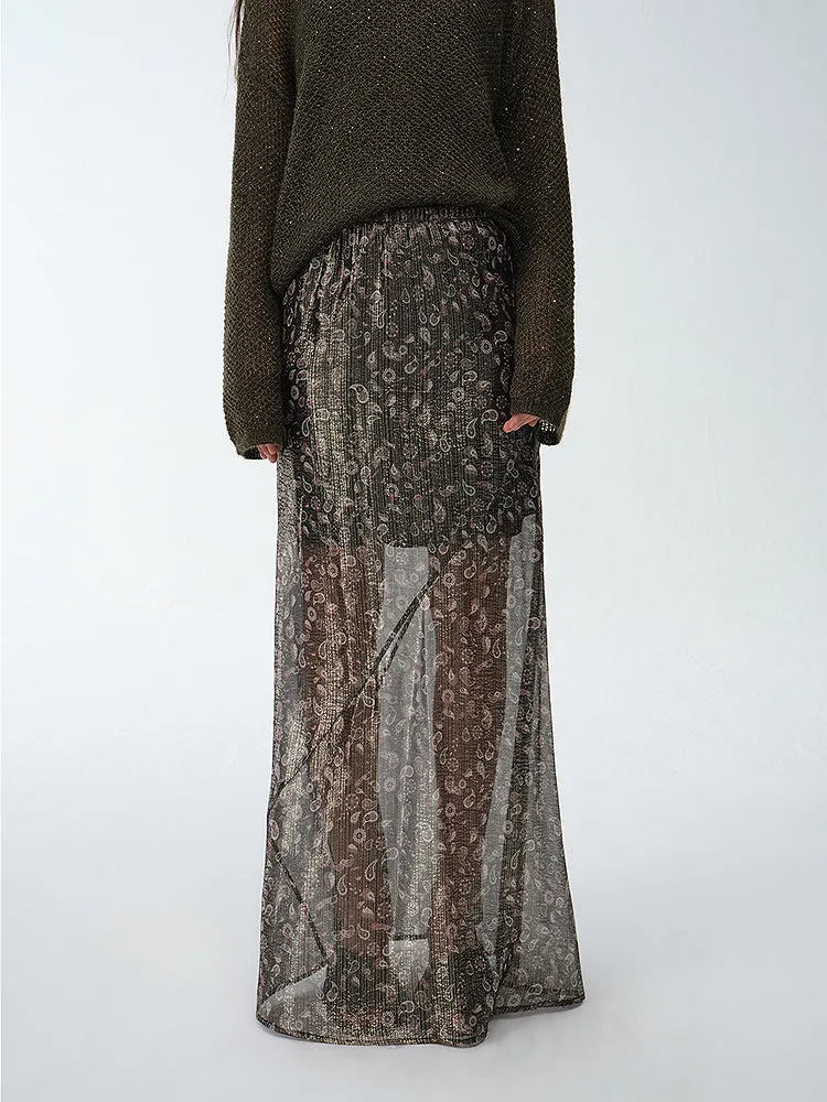 Jacquard Silk Skirt
