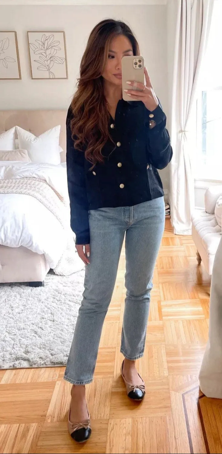 J.Crew Women's Black Satin Lady Shirt – Gold Button Collared Blouse XS