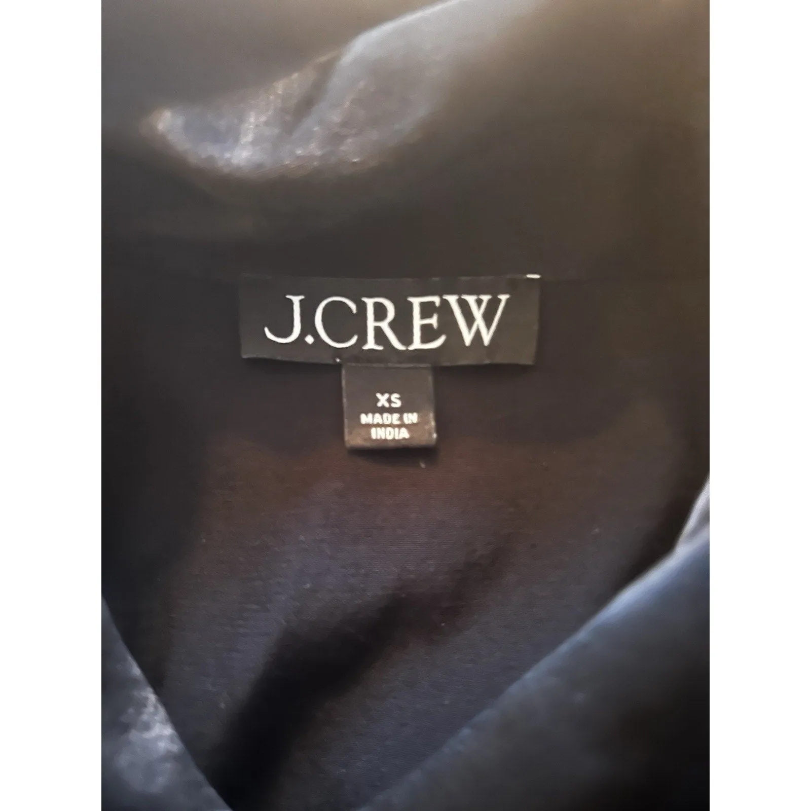 J.Crew Women's Black Satin Lady Shirt – Gold Button Collared Blouse XS