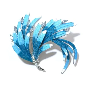 Jeweblings Retro Vintage Gradient Blue Enamel Phoenix Peacock Tail Brooch Pin Animal Wing Traditional Chinese Kingfisher Feather ARTJewelry