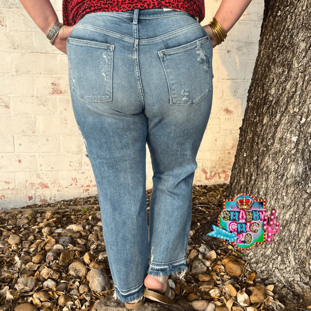 Judy Blue High Waist Release Hem Ankle Straight Jeans