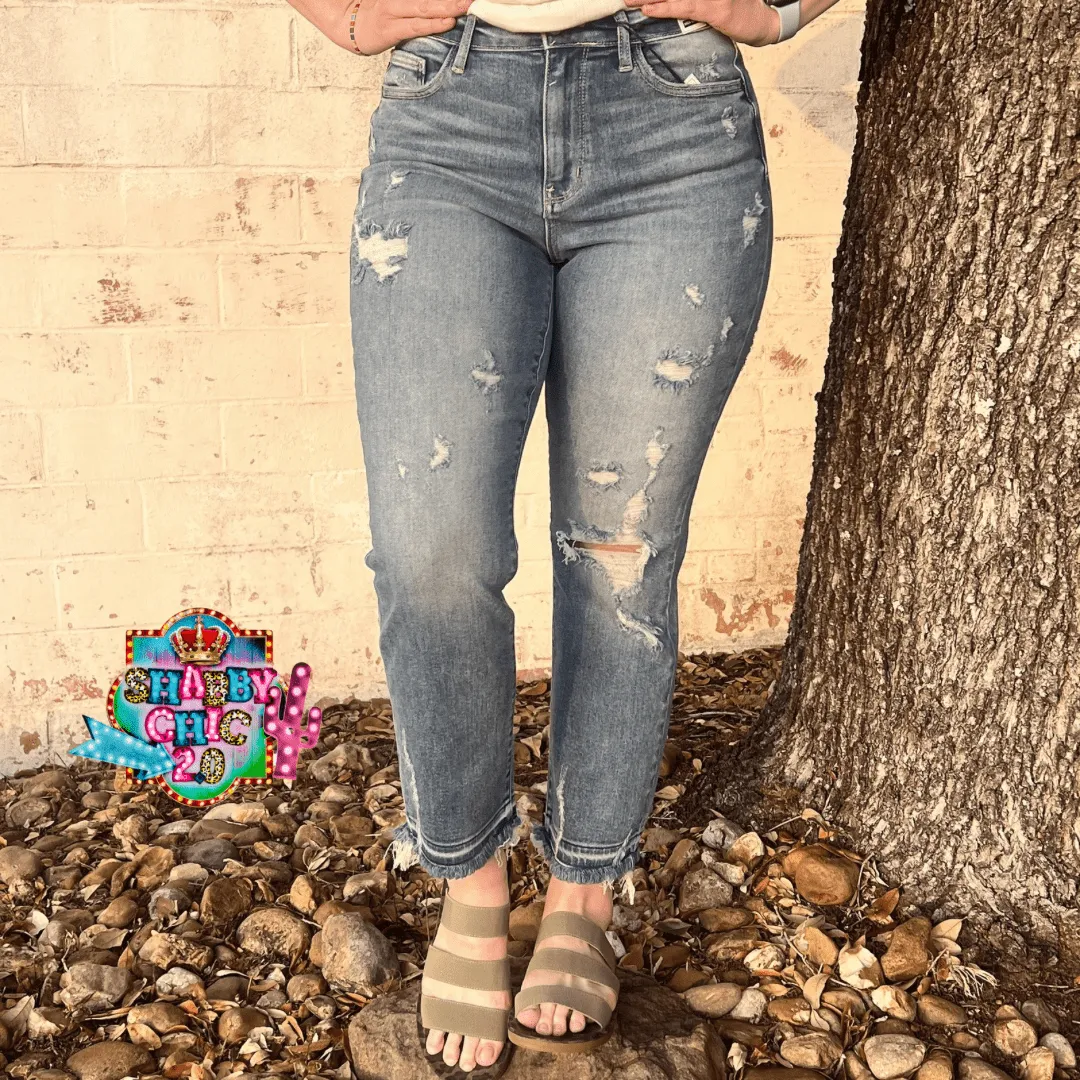 Judy Blue High Waist Release Hem Ankle Straight Jeans