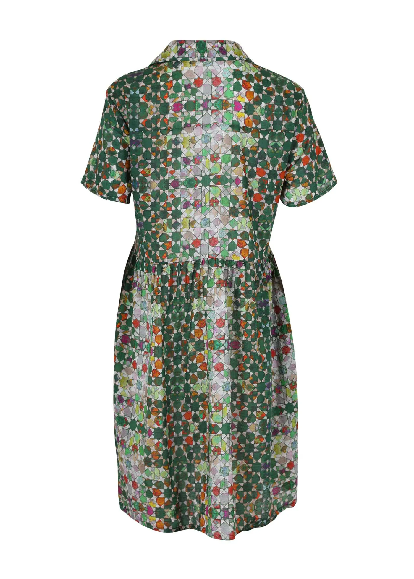 Kaleidoscope Villa Dress Green in Cotton Voile