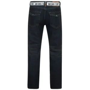 KAM K-Carlos Indigo Belted Slim Mens Jeans