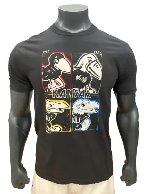 Kansas Jayhawks Rock Vintage Square Logos - Black