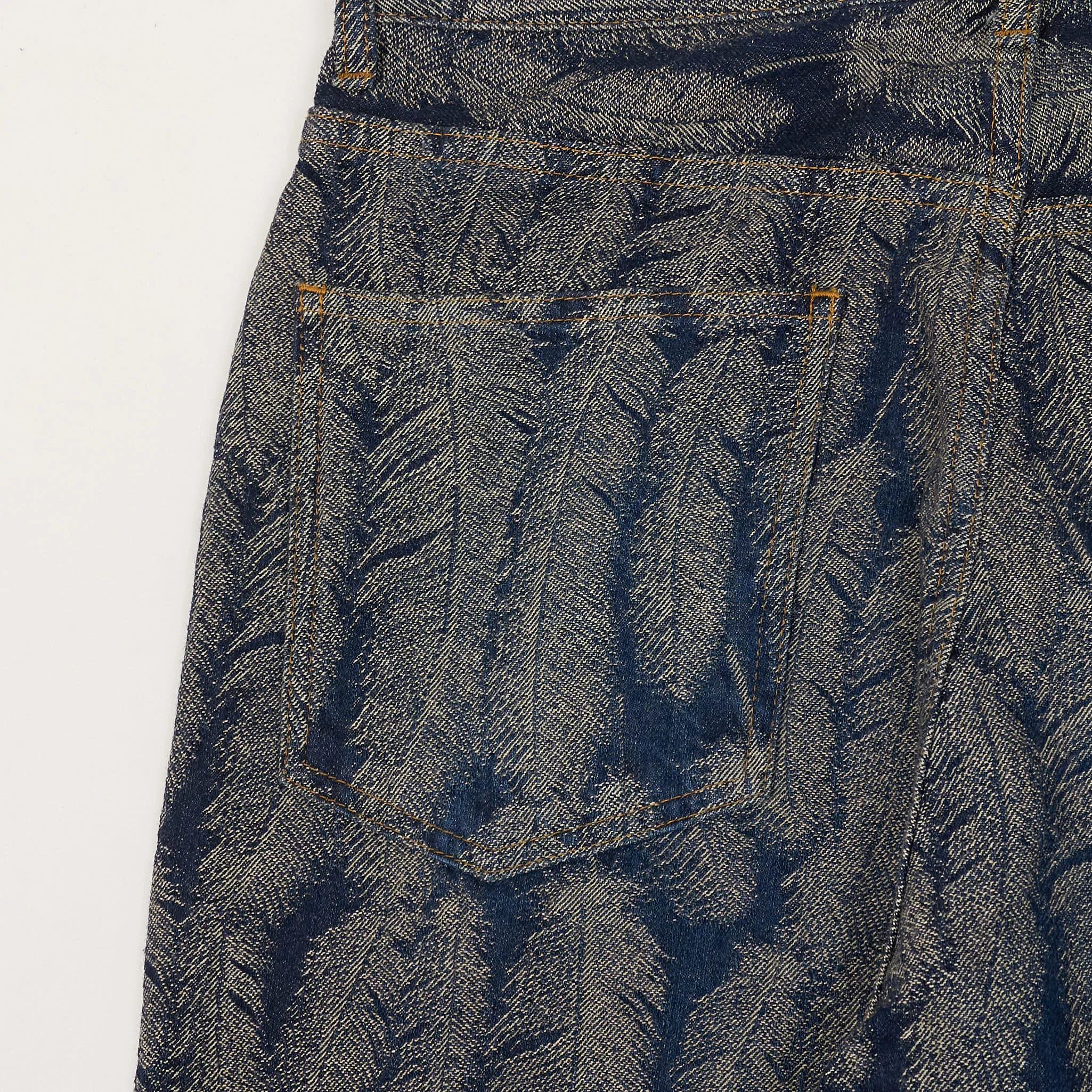 Kapital 5-Pocket Okabellbo Flared Feather Jacquard Boot Cut Jeans