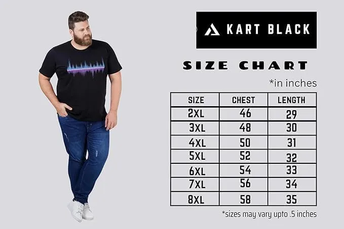 KART BLACK Men's Plus Size Navy Color Tshirts | Regular Fit Round Neck Cotton Tshirts | NVY-DOPE