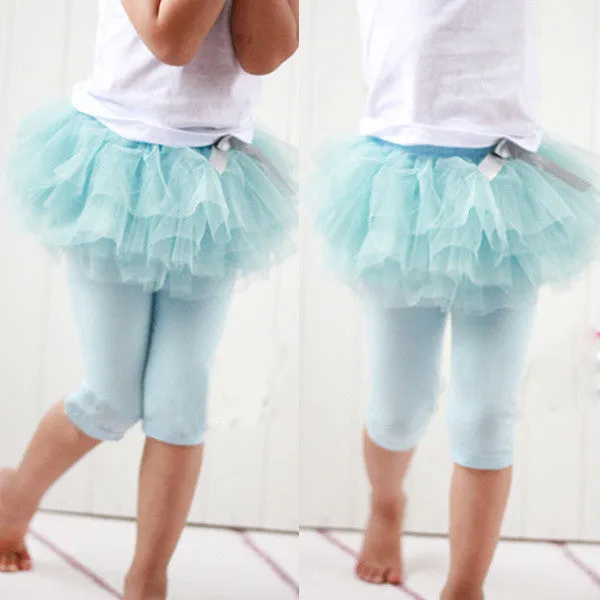 Kids Baby Girls Culottes Leggings Gauze Pants Party Skirts Bow Candy Tutu Dress