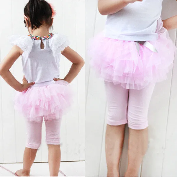 Kids Baby Girls Culottes Leggings Gauze Pants Party Skirts Bow Candy Tutu Dress