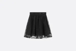 Kid's Flared Skirt • Black Embroidered Tulle with Dior Oblique Pearl Motif