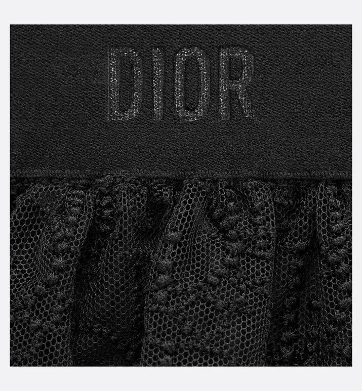 Kid's Flared Skirt • Black Embroidered Tulle with Dior Oblique Pearl Motif