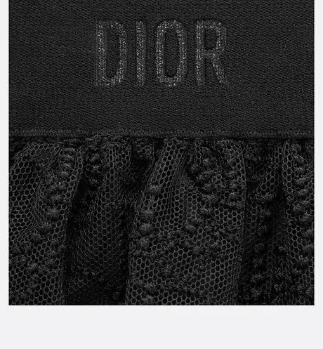Kid's Flared Skirt • Black Embroidered Tulle with Dior Oblique Pearl Motif