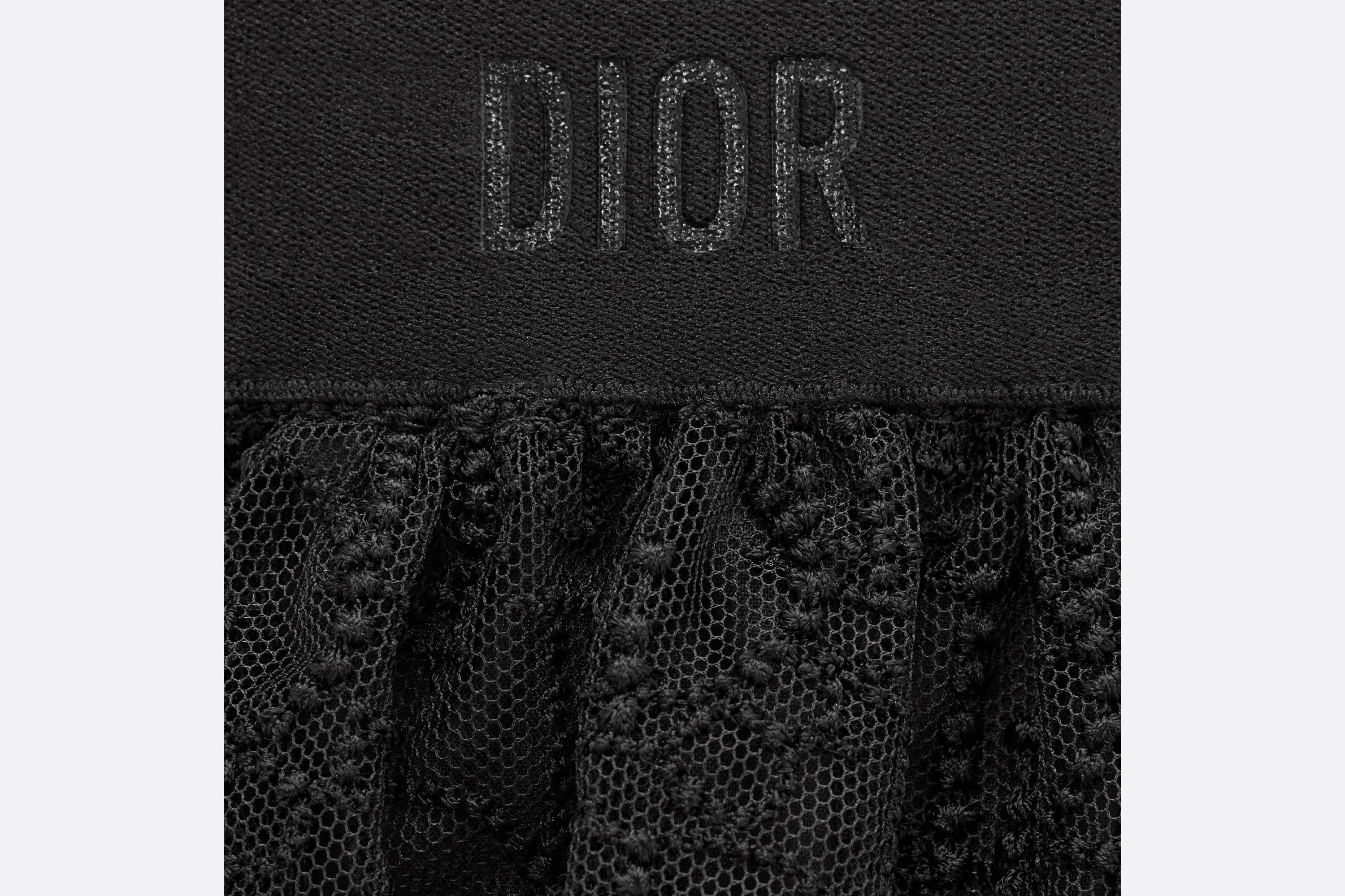 Kid's Flared Skirt • Black Embroidered Tulle with Dior Oblique Pearl Motif