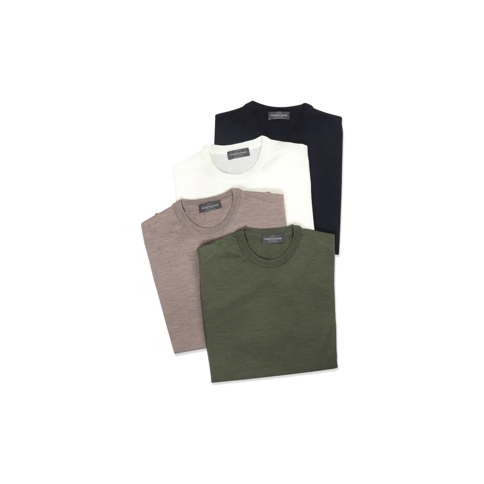 Knitted T-Shirt in Moss Merino Wool
