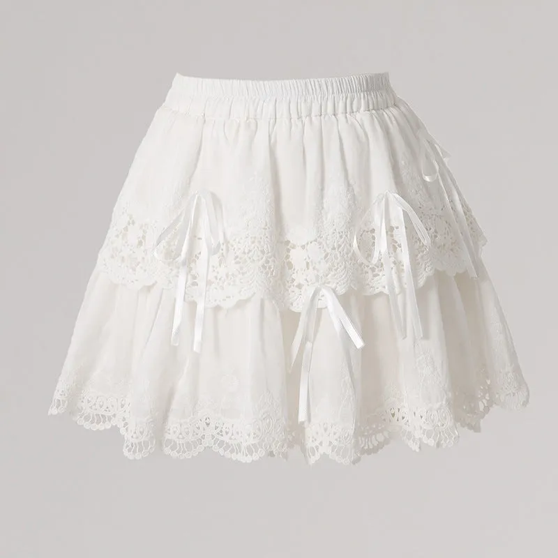 Lace A-Line Princess Skirt | High Waist Cotton Mini Skirt for Sweet Feminine Looks