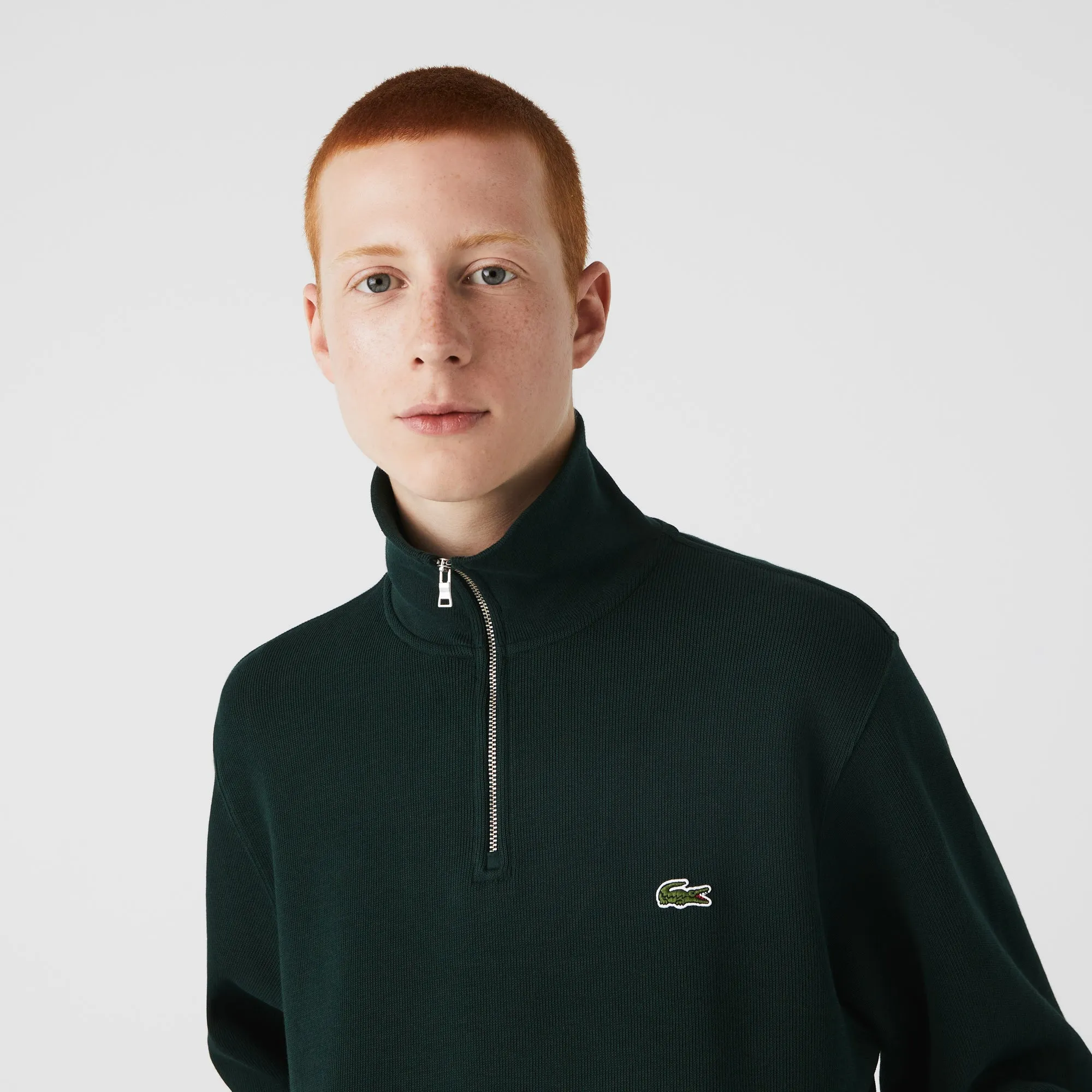 Lacoste SH1927 Stand Up Collar Half Zip Sweatshirt Green