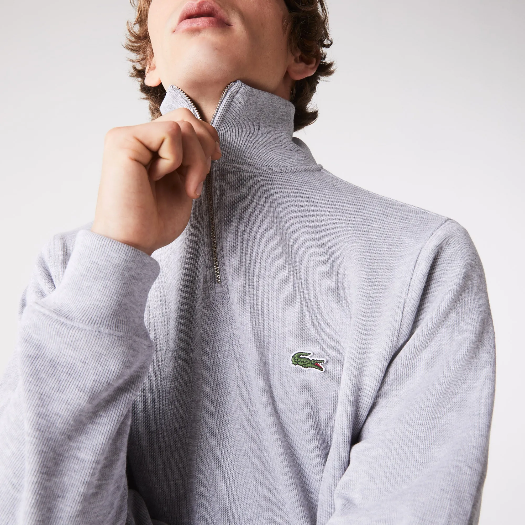 Lacoste SH1927 Stand Up Collar Half Zip Sweatshirt Grey