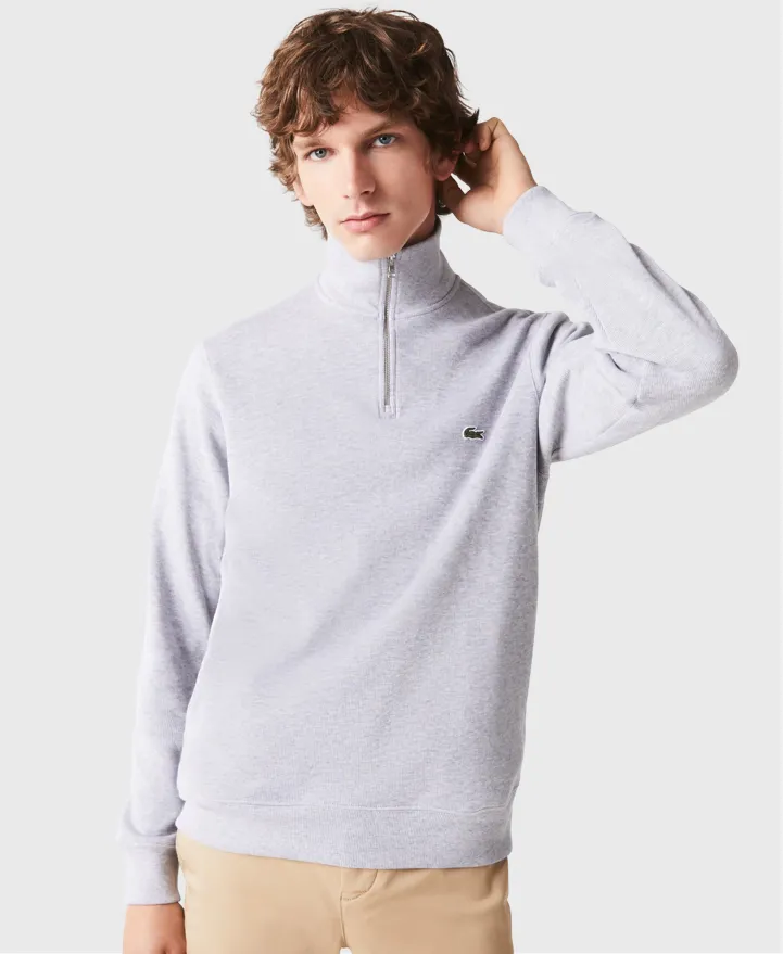 Lacoste SH1927 Stand Up Collar Half Zip Sweatshirt Grey