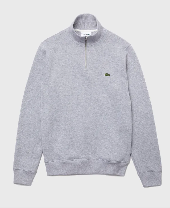 Lacoste SH1927 Stand Up Collar Half Zip Sweatshirt Grey