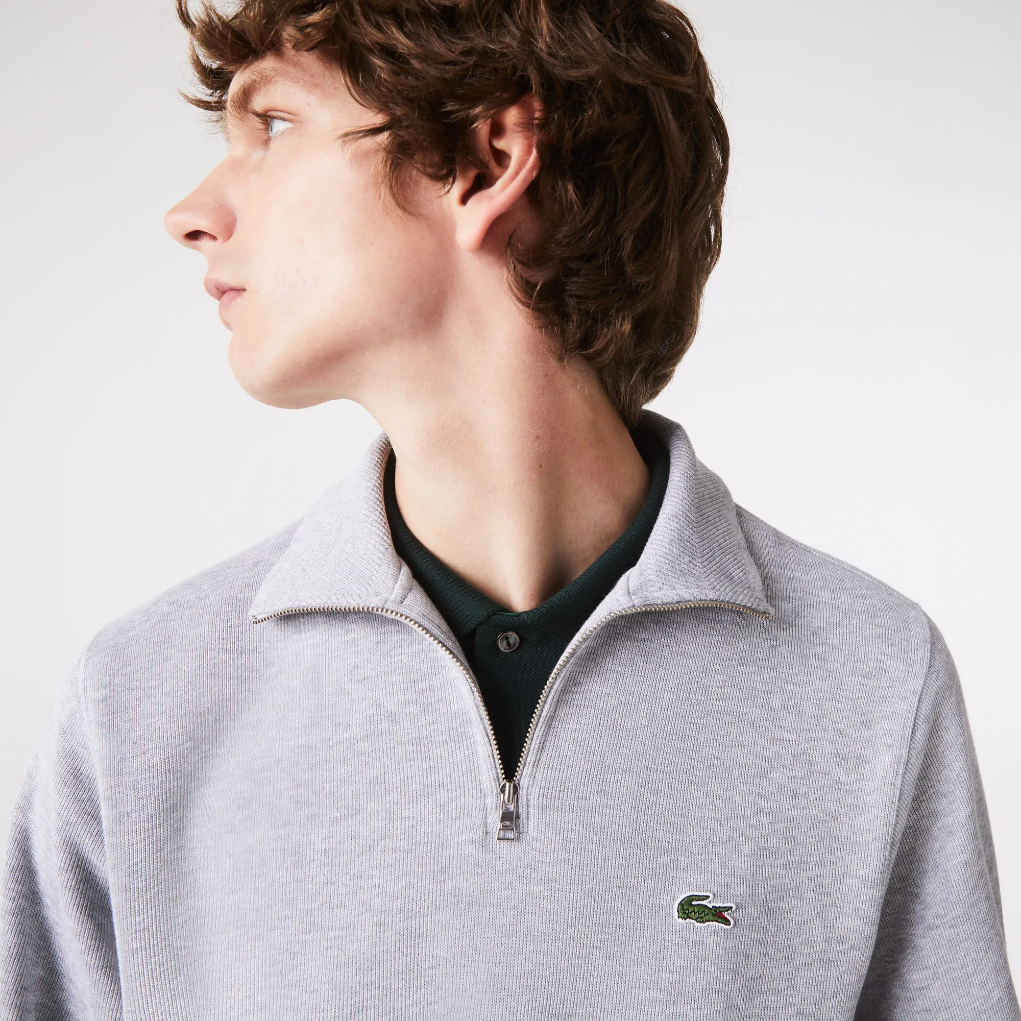 Lacoste SH1927 Stand Up Collar Half Zip Sweatshirt Grey