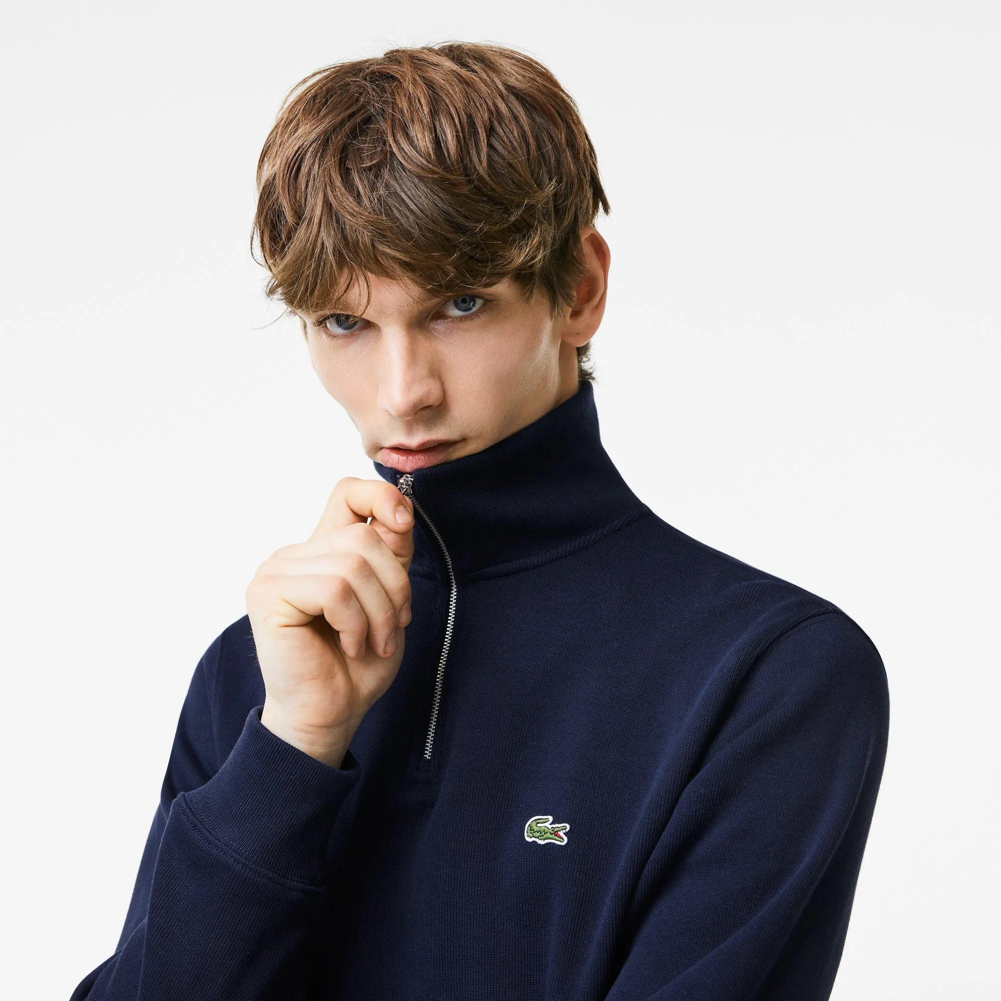 Lacoste SH1927 Stand Up Collar Half Zip Sweatshirt Navy Blue