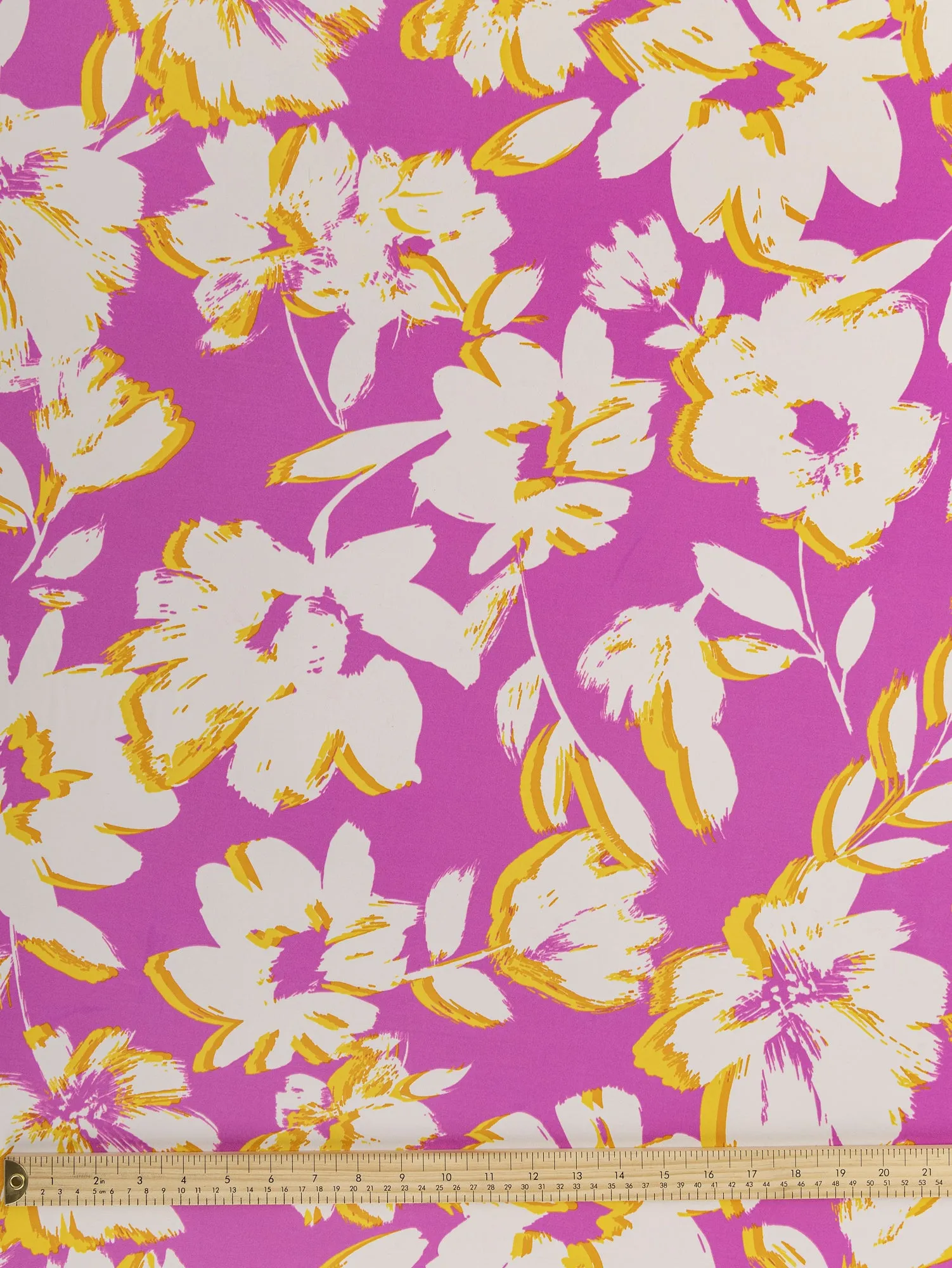 Large Floral Swim Performance Knit Deadstock - Pink   Yellow   White