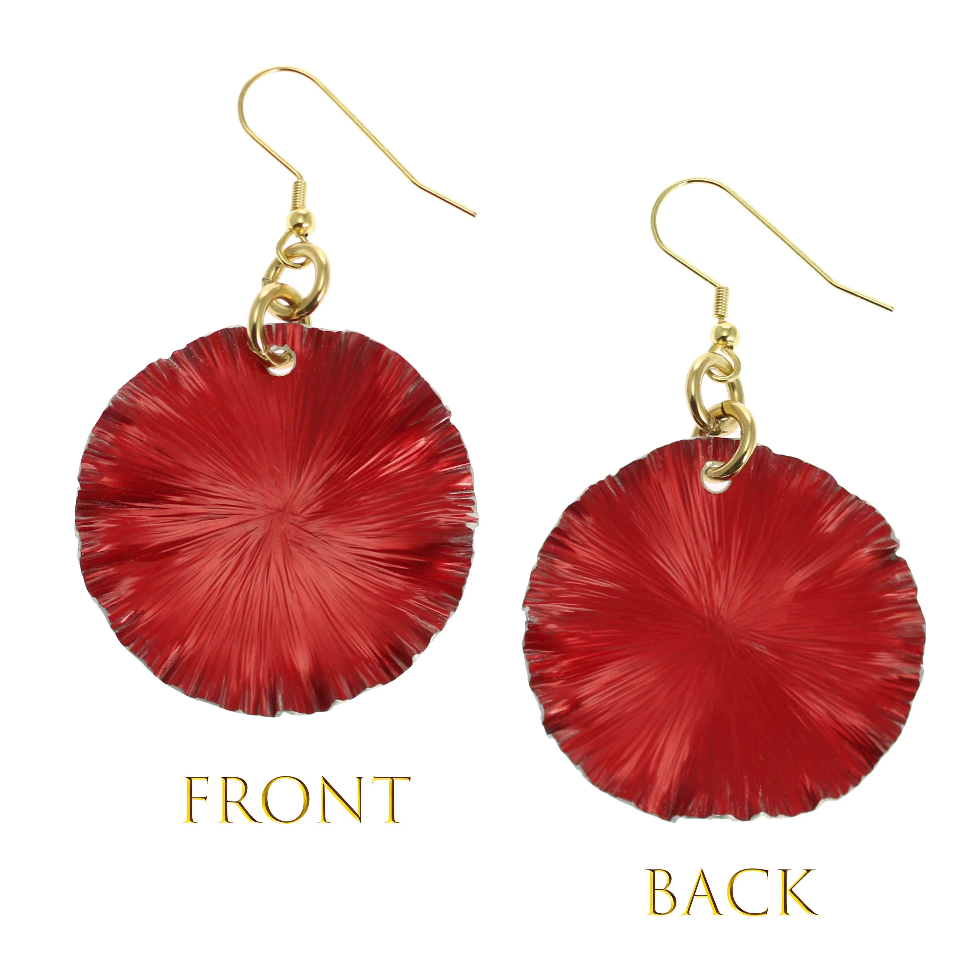Large Red Anodized Aluminum Lily Pad Earrings