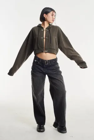 Latch Cropped Hardware Hoodie
