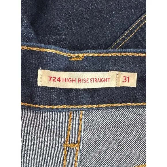 Levi's 724 High Rise Slim Straight Women's Jeans in Cast Shadows Dark Wash Sz 31