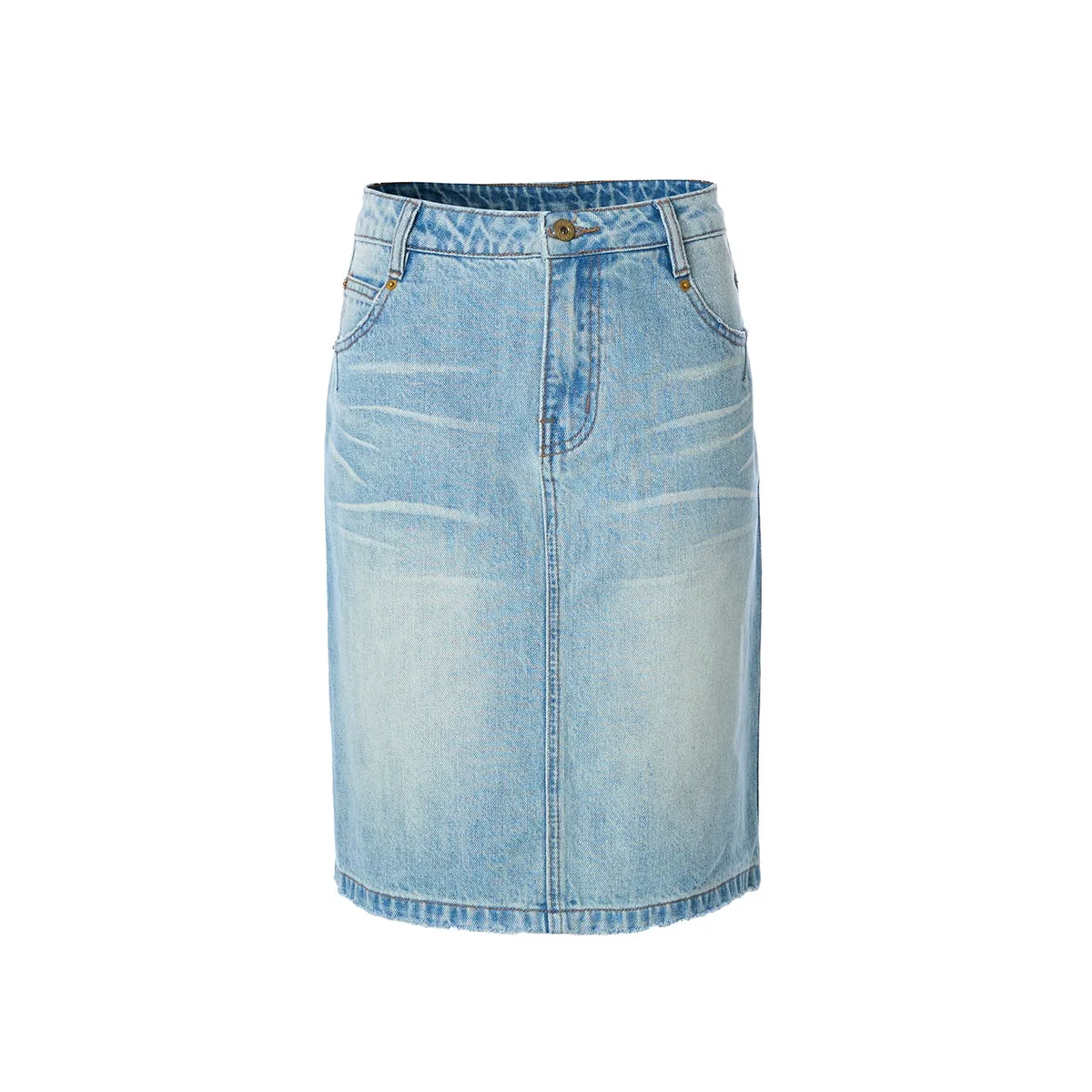Light Blue Denim Pencil Skirt