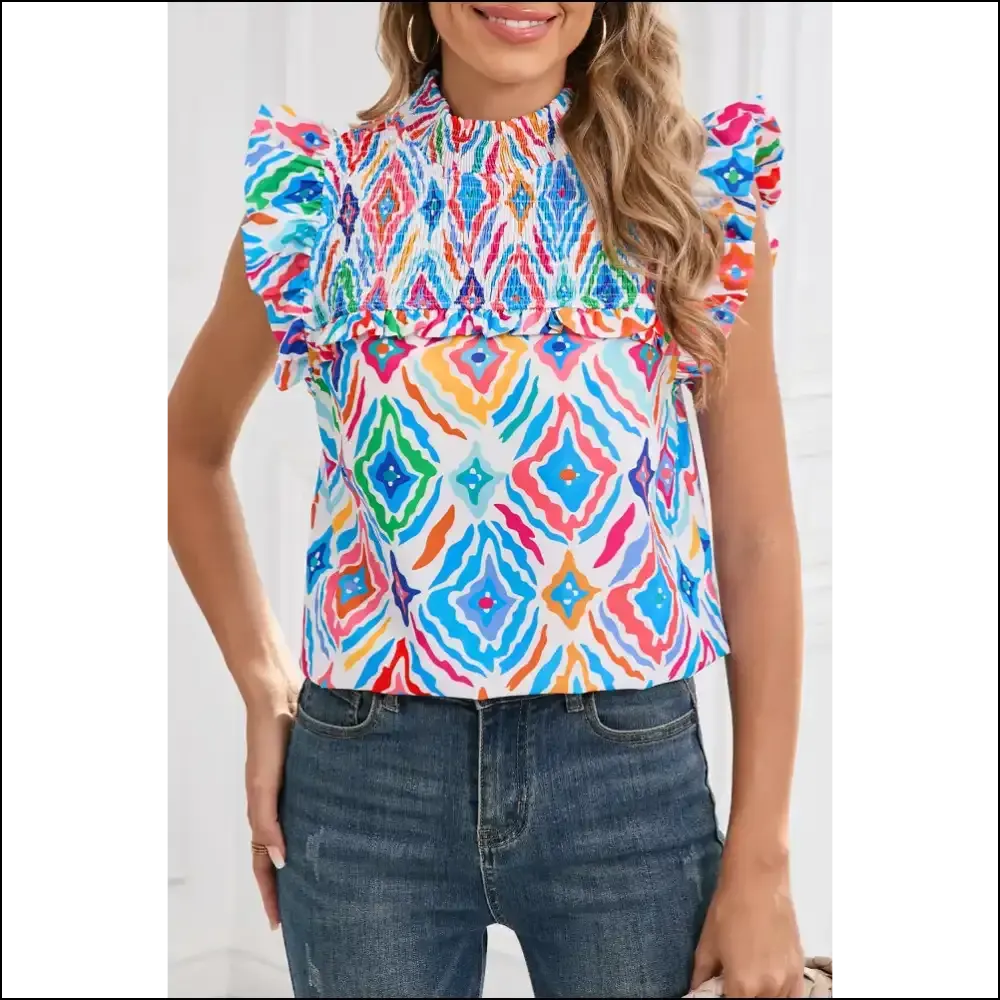 Light Blue Geometric Blouse you Needful Thing
