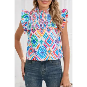 Light Blue Geometric Blouse you Needful Thing