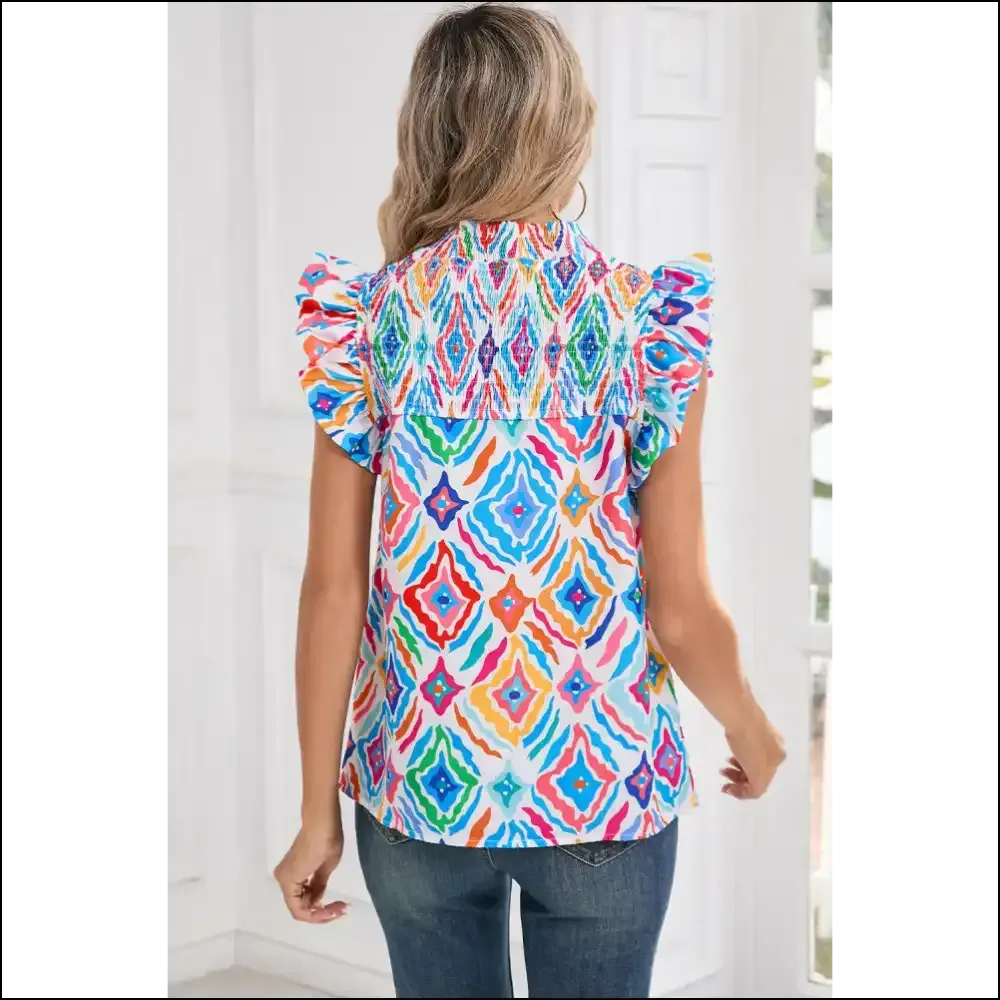 Light Blue Geometric Blouse you Needful Thing