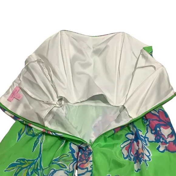 Lilly Pulizer Floral Print Langley Dress Mini Strapless Silk Cotton Blend