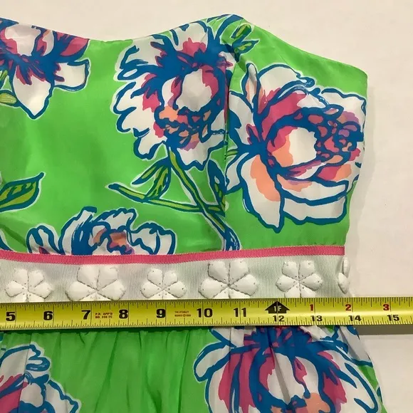 Lilly Pulizer Floral Print Langley Dress Mini Strapless Silk Cotton Blend