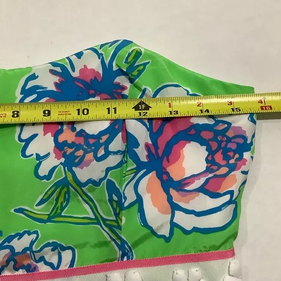Lilly Pulizer Floral Print Langley Dress Mini Strapless Silk Cotton Blend