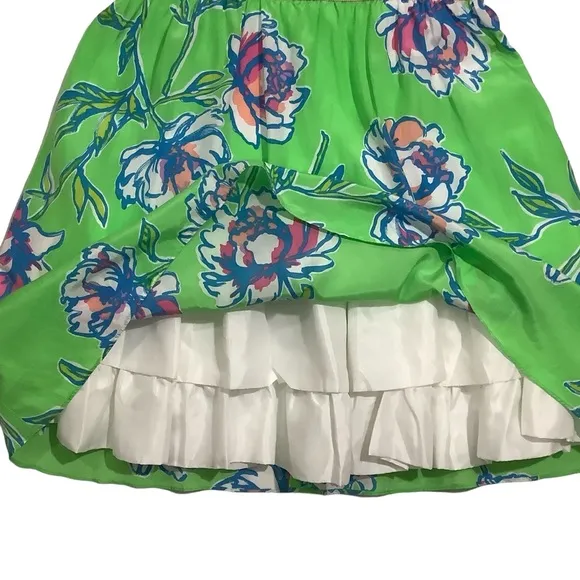 Lilly Pulizer Floral Print Langley Dress Mini Strapless Silk Cotton Blend