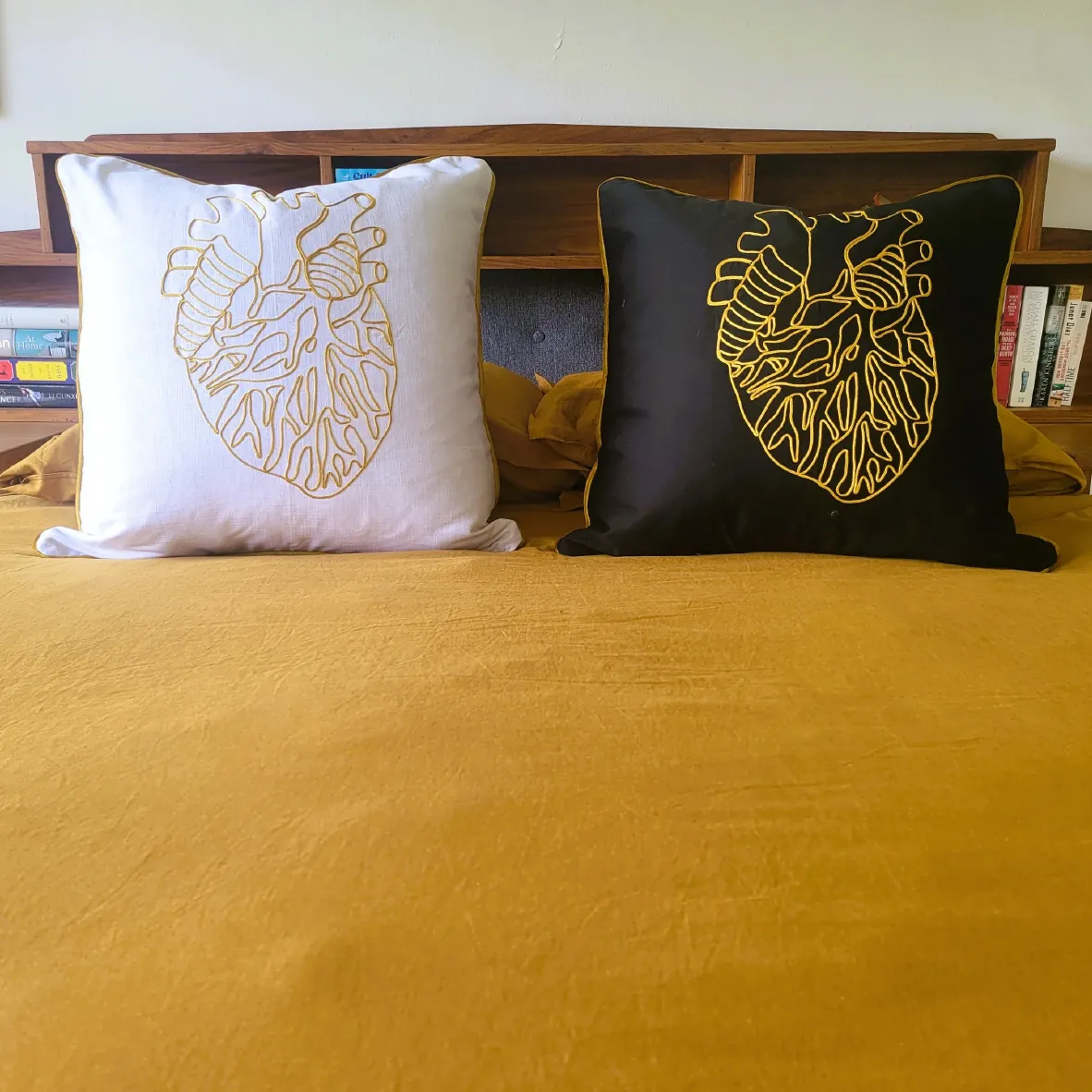 Line Heart Scatter Cushion - White